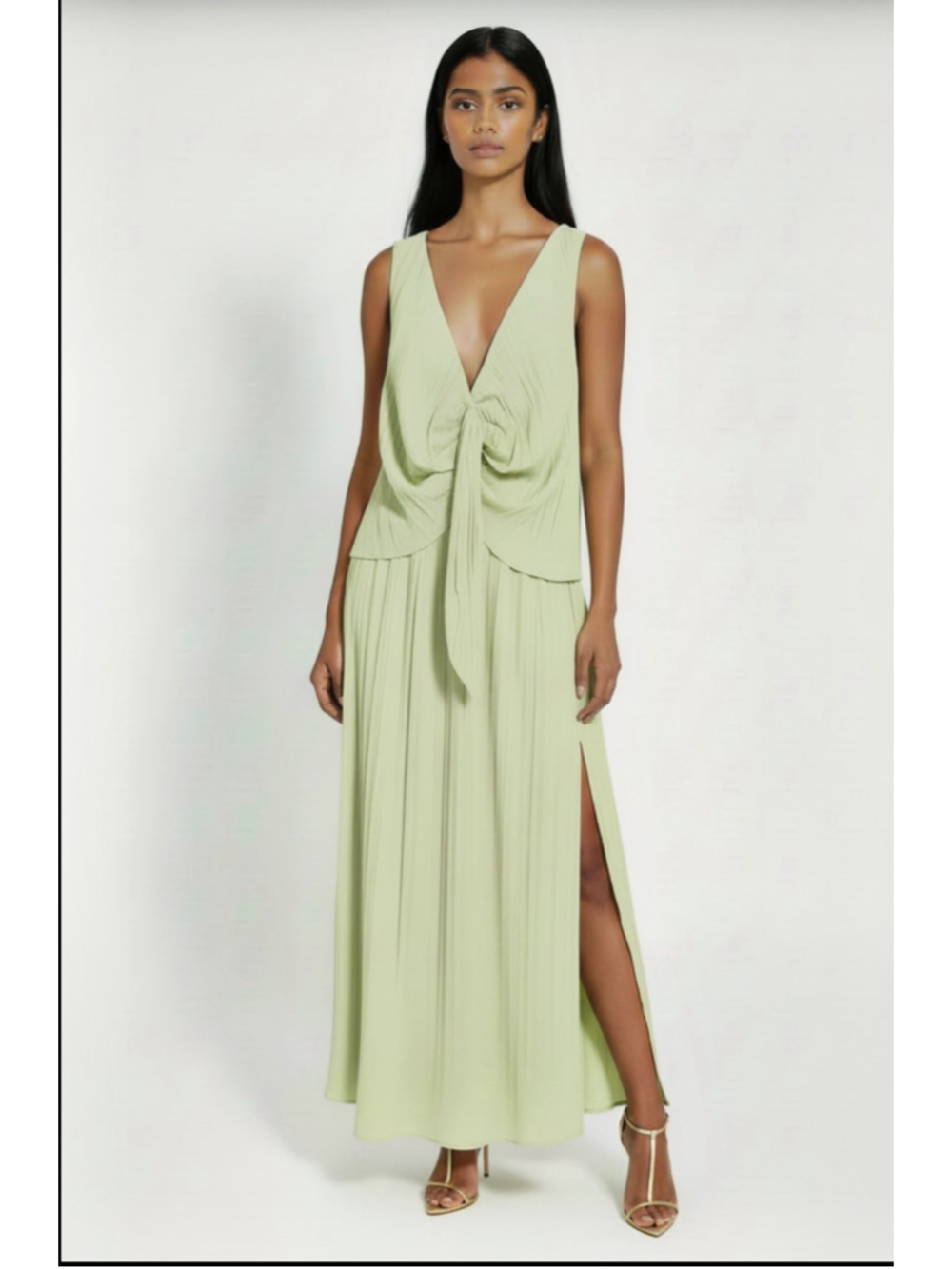 ASOS Tie Front Pleated Maxi Dress